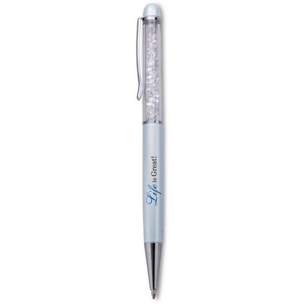 pavilion gift company Life is Great Blue Pen - 5.75" w/Clear Crystal Gems