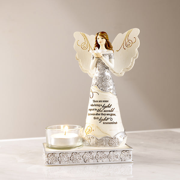 Pavilion Gift Company Light 6.75" Angel Holding Dove With Tealight Holder