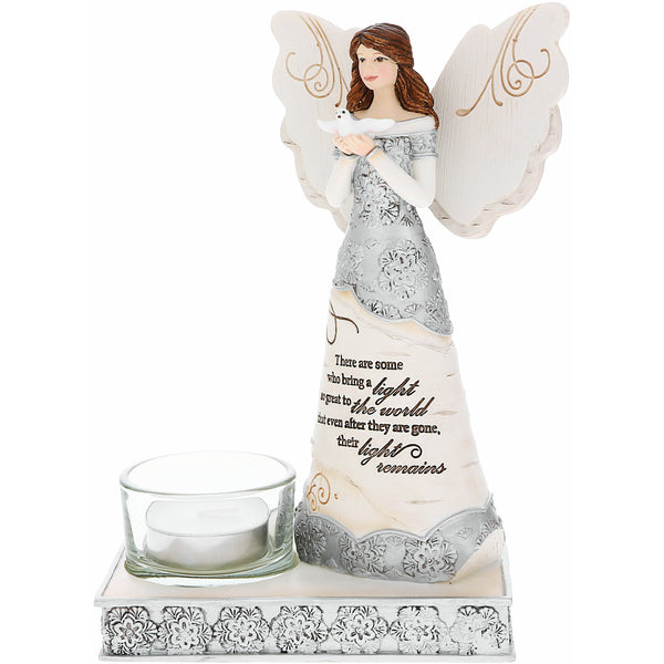 pavilion gift company Light 6.75" Angel Holding Dove with Tealight Holder