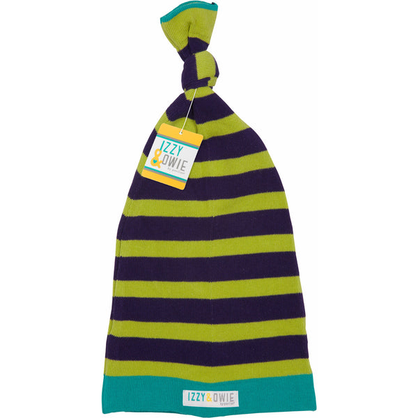 Pavilion Gift Company Light Green And Navy Stripe 0-12 Month Baby Hat