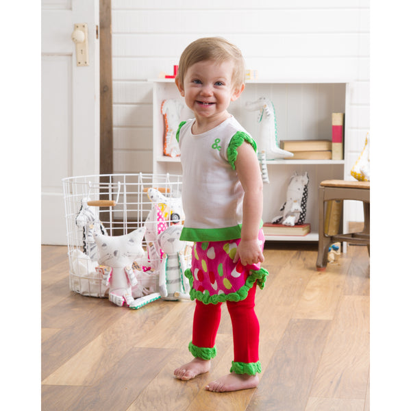 Pavilion Gift Company Lime Green And White 6-12 Months Ruffle T-Shirt