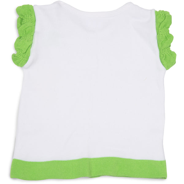 Pavilion Gift Company Lime Green And White 6-12 Months Ruffle T-Shirt
