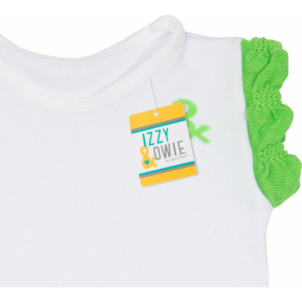 Pavilion Gift Company Lime Green And White 6-12 Months Ruffle T-Shirt
