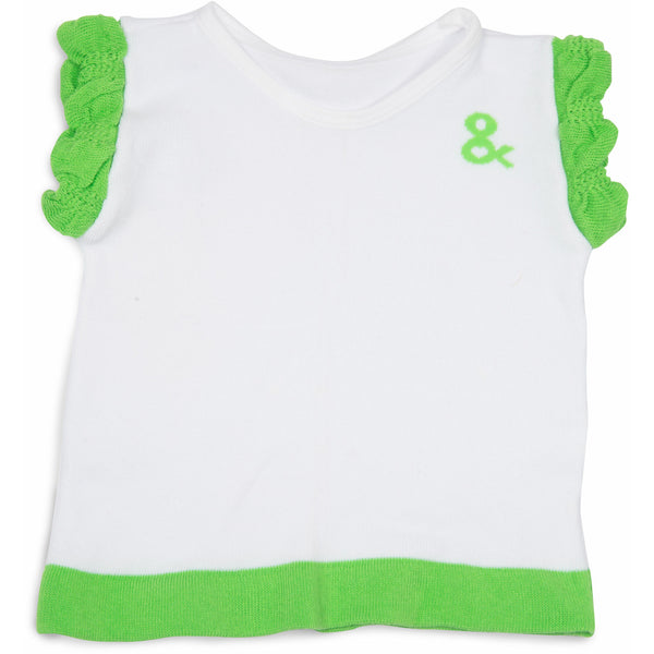 pavilion gift company Lime Green and White 6-12 Months Ruffle T-Shirt