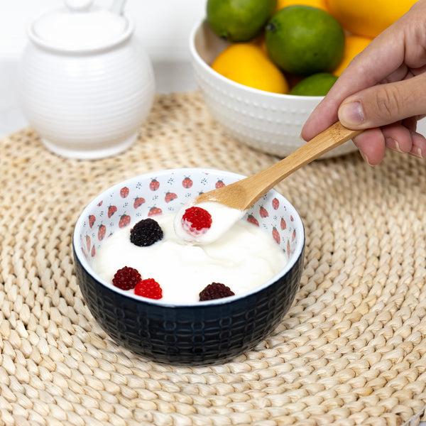 Pavilion Gift Company Little Things 4.5" Ceramic Bowl With Bamboo Spoon