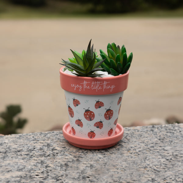Pavilion Gift Company Little Things 4" Planter With Tray