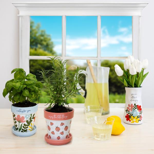 Pavilion Gift Company Little Things 4" Planter With Tray