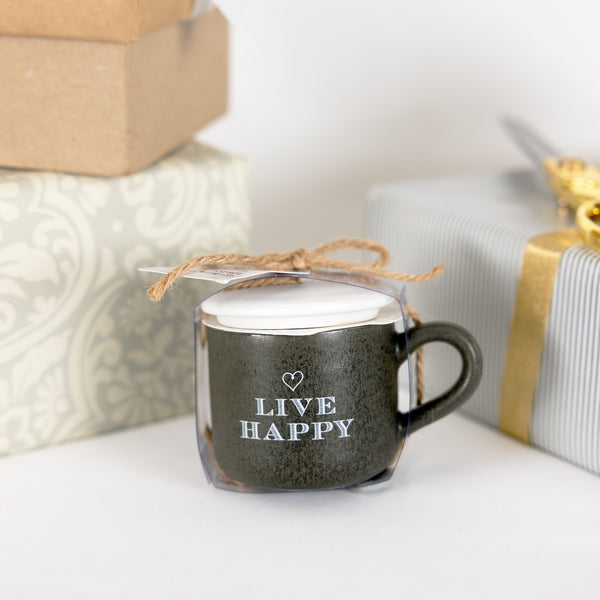 Pavilion Gift Company Live Happy 2 Oz Mini Mug 100% Soy Wax Candle Scent: Tranquility