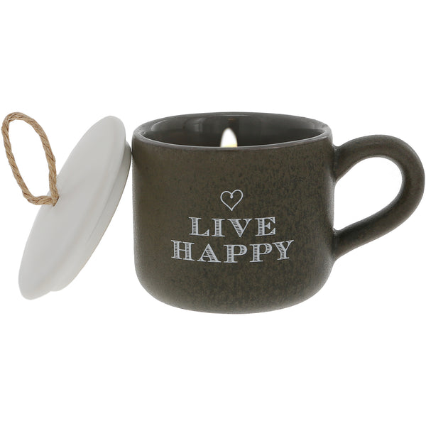 pavilion gift company Live Happy 2 oz Mini Mug 100% Soy Wax Candle Scent: Tranquility