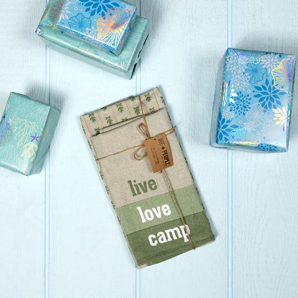 Pavilion Gift Company Live Love Camp Tea Towel Gift Set (2 - 20" X 28")