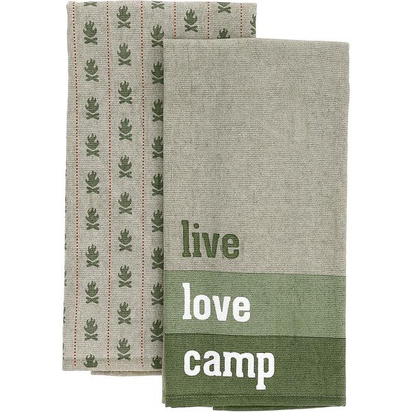pavilion gift company Live Love Camp Tea Towel Gift Set (2 - 20" x 28")
