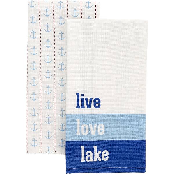 pavilion gift company Live Love Lake Tea Towel Gift Set (2 - 20" x 28")