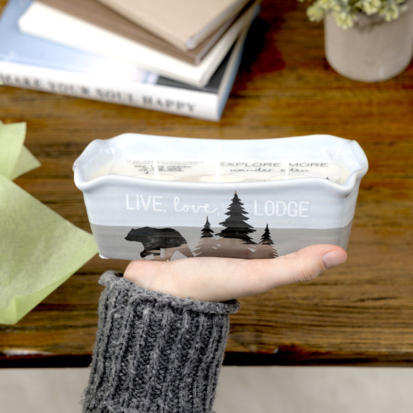Pavilion Gift Company Live Love Lodge 12 Oz - 100% Soy Wax Reveal Triple Wick Candle Scent: Tranquility