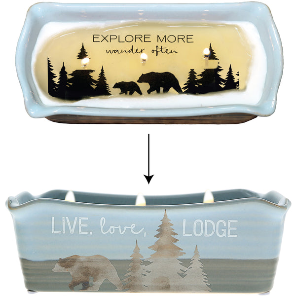 pavilion gift company Live Love Lodge 12 oz - 100% Soy Wax Reveal Triple Wick Candle Scent: Tranquility