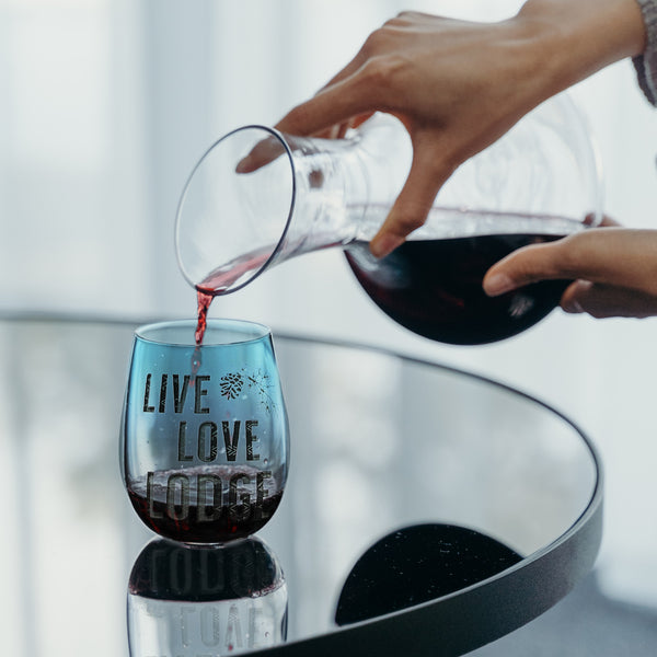 Pavilion Gift Company Live Love Lodge 18 Oz Stemless Wine Glass