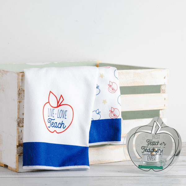 Pavilion Gift Company Live. Love. Teach. Tea Towel Gift Set (2 - 19.75" X 27.5")