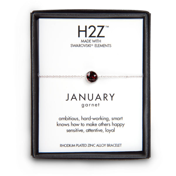 pavilion gift company Liza Birthstone January Garnet 6.5"-7.625" Crystal Bracelet made from Austrian Crystals
