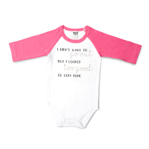 pavilion gift company Looked Too Good 12-24 Months 3/4 Length Pink Sleeve Onesie