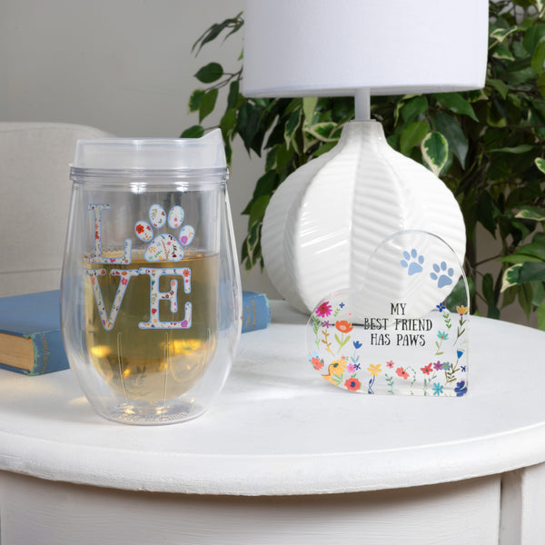 Pavilion Gift Company Love 12 Oz Acrylic Stemless Wine Glass With Lid