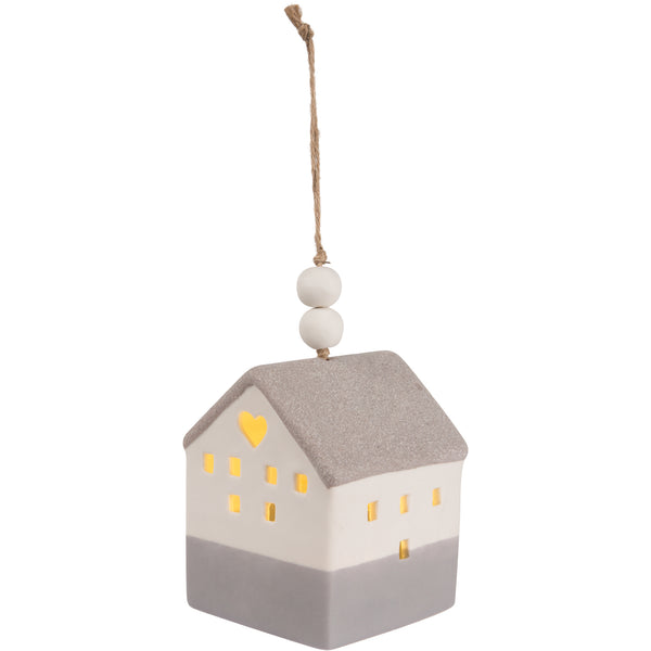 Pavilion Gift Company Love 4.25" LED Lit Hanging Porcelain House