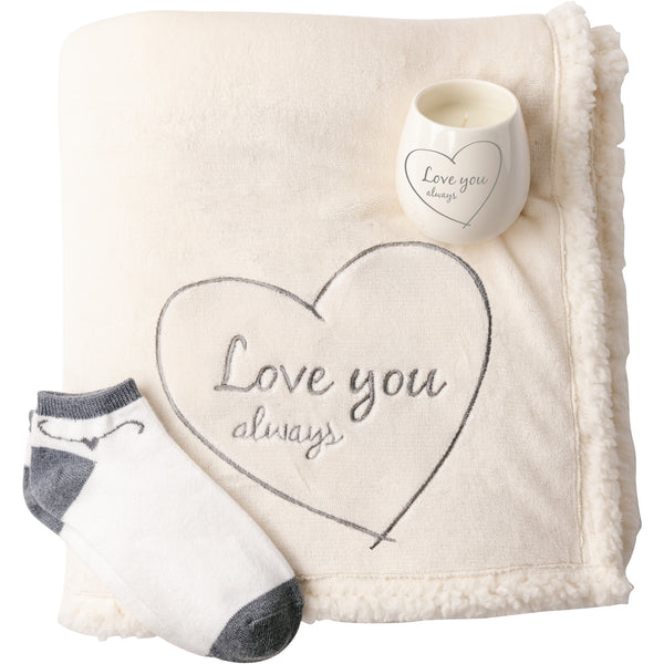 pavilion gift company Love 42" x 50" Sherpa Lined Royal Plush Blanket Gift Set