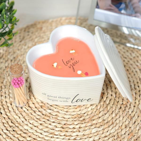 Pavilion Gift Company Love 8 Oz - 100% Soy Wax Reveal Triple Wick Candle With Matches Scent: Vanilla