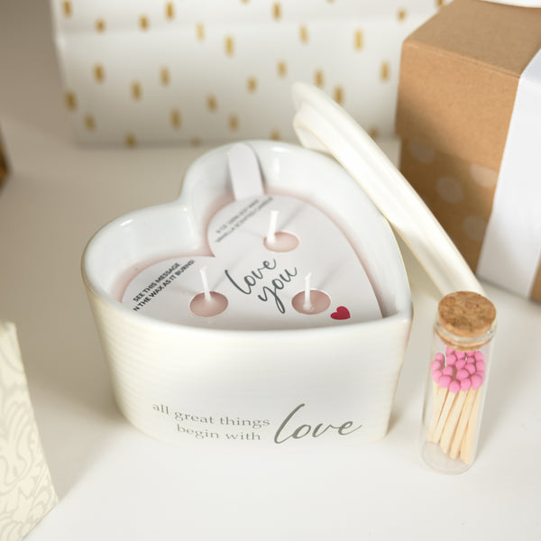 Pavilion Gift Company Love 8 Oz - 100% Soy Wax Reveal Triple Wick Candle With Matches Scent: Vanilla
