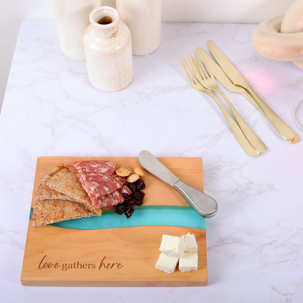 Pavilion Gift Company Love 9" Wood & Resin Cheese/Bread Board Set