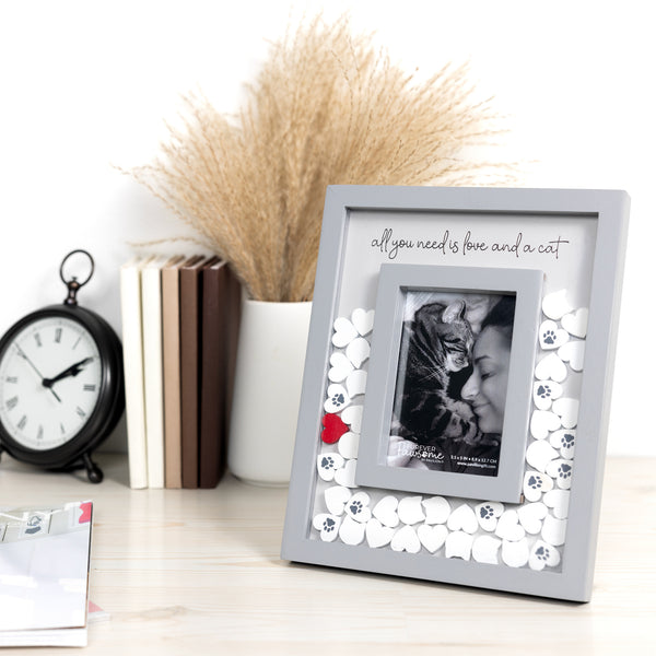 Pavilion Gift Company Love And A Cat 8" X 10" Picture Frame (Holds 3.5" X 5.5" Photo)