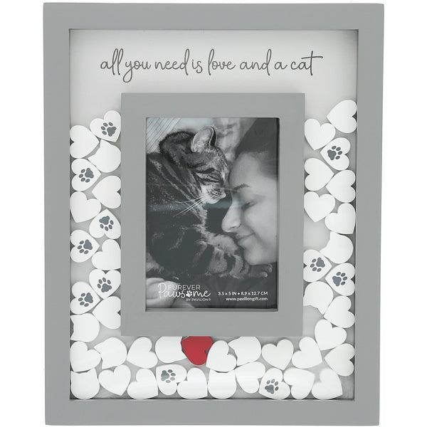 pavilion gift company Love and a Cat 8" x 10" Picture Frame (Holds 3.5" x 5.5" Photo)