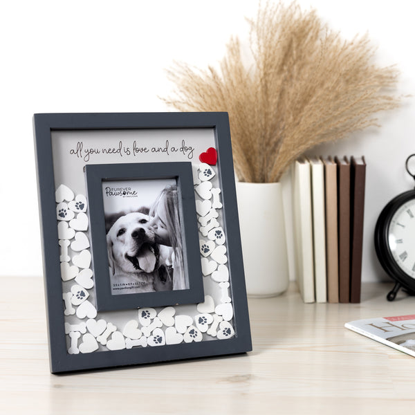 Pavilion Gift Company Love And A Dog 8" X 10" Picture Frame (Holds 3.5" X 5.5" Photo)