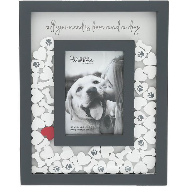 pavilion gift company Love and a Dog 8" x 10" Picture Frame (Holds 3.5" x 5.5" Photo)