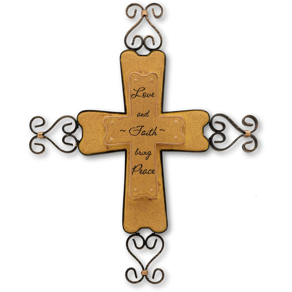 pavilion gift company Love and Faith 9" Wall Hanging Cross