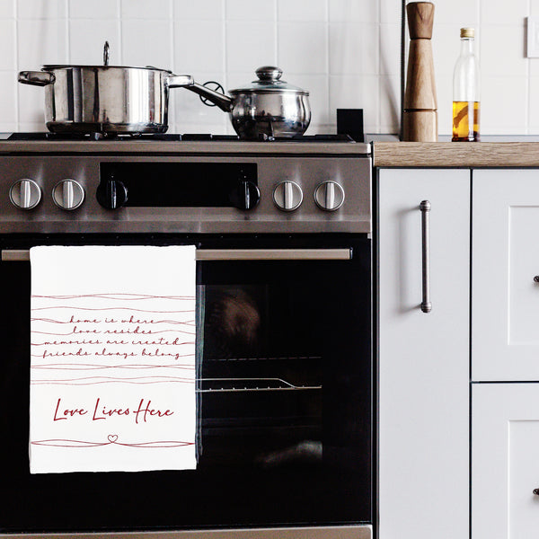 Pavilion Gift Company Love Lives Here 100% Cotton Tea Towel