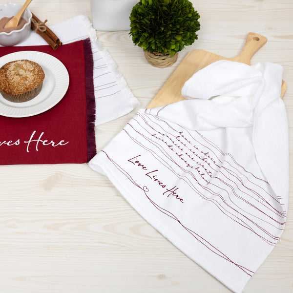 Pavilion Gift Company Love Lives Here 100% Cotton Tea Towel