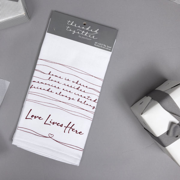 Pavilion Gift Company Love Lives Here 100% Cotton Tea Towel