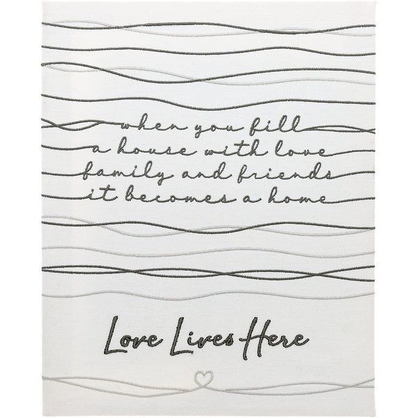 pavilion gift company Love Lives Here 12" x 15" Embroidered Plaque
