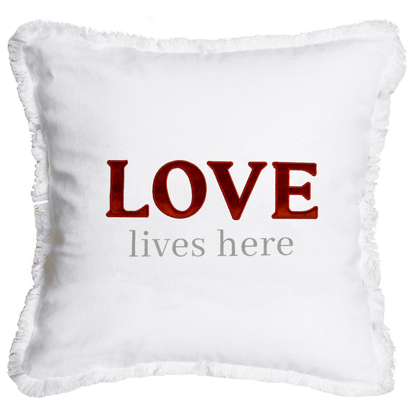 pavilion gift company Love Lives Here 18" Throw Pillow Cover