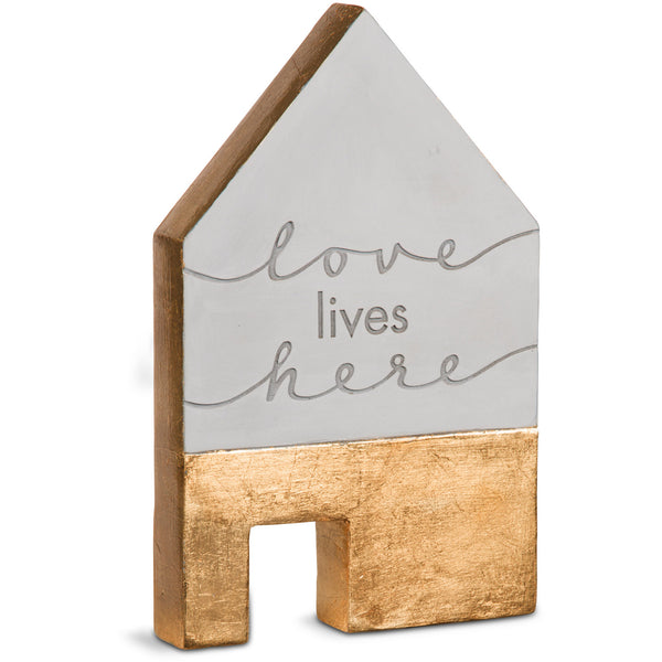 pavilion gift company Love Lives Here 5" x 1" x 8" Cement House