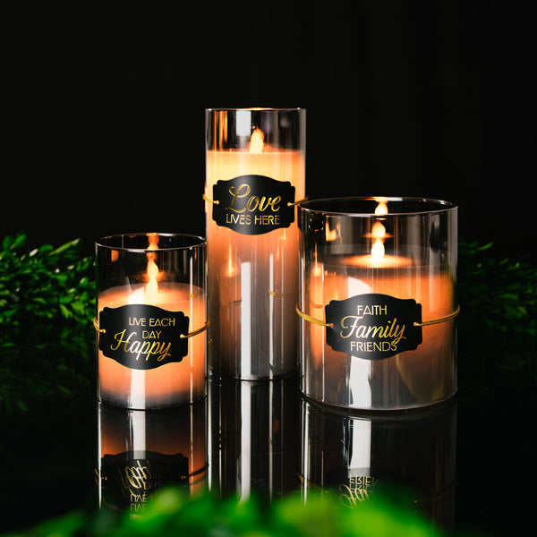 Pavilion Gift Company Love Lives Here 9" Smoke Luster Realistic Flame Candle