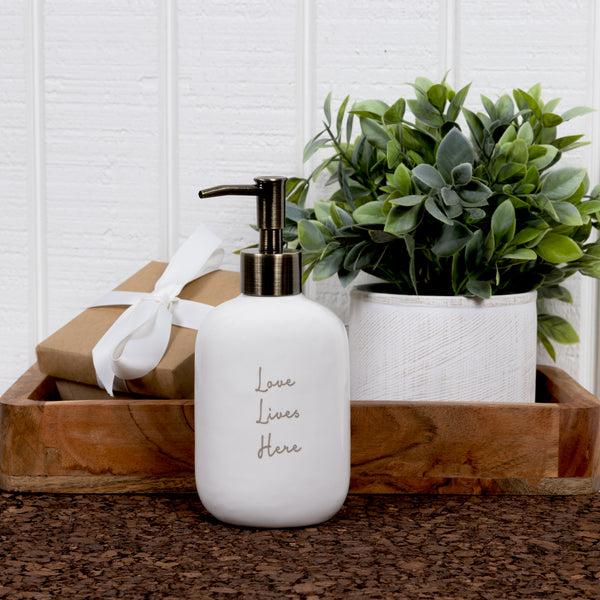 Pavilion Gift Company Love Lives Here Ceramic Soap/Lotion Dispenser