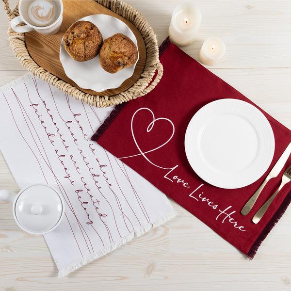 Pavilion Gift Company Love Lives Here Cotton Placemats (Set Of 2)