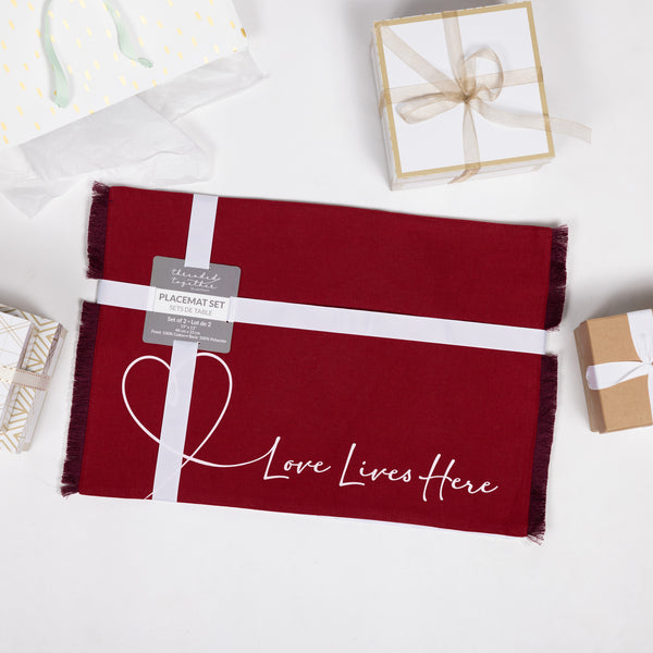 Pavilion Gift Company Love Lives Here Cotton Placemats (Set Of 2)