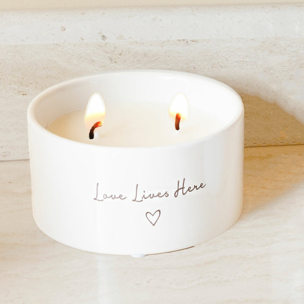 Pavilion Gift Company Love Lives Here Double Wick 10 Oz 100% Soy Wax Candle Scent: Tranquility