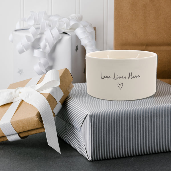Pavilion Gift Company Love Lives Here Double Wick 10 Oz 100% Soy Wax Candle Scent: Tranquility