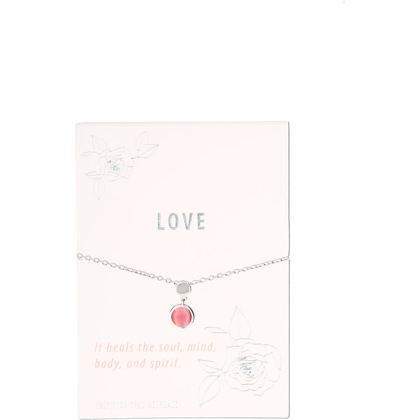 pavilion gift company Love Rosette Opal 16.5"-18.5" Rhodium Plated Inspirational Necklace