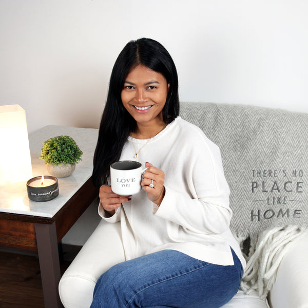 Pavilion Gift Company Love Stacking Mug And Candle Set 100% Soy Wax Scent: Tranquility