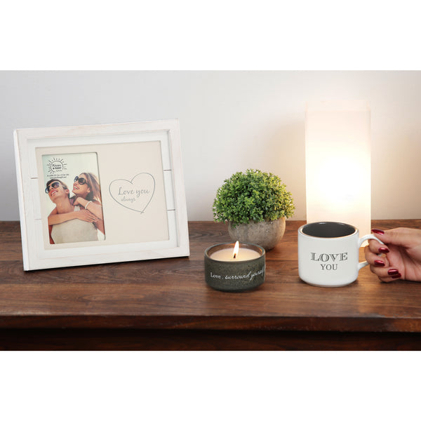 Pavilion Gift Company Love Stacking Mug And Candle Set 100% Soy Wax Scent: Tranquility