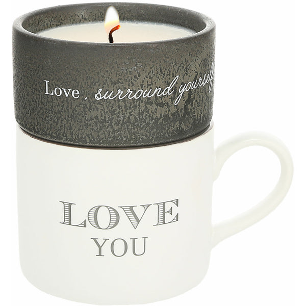 pavilion gift company Love Stacking Mug and Candle Set 100% Soy Wax Scent: Tranquility