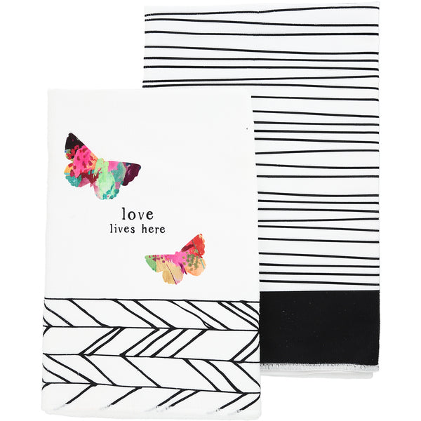pavilion gift company Love Tea Towel Gift Set (2 - 19.75" x 27.5")